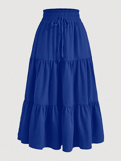Boho Tiered Maxi Skirt with Drawstring Waist – Multiple Colors