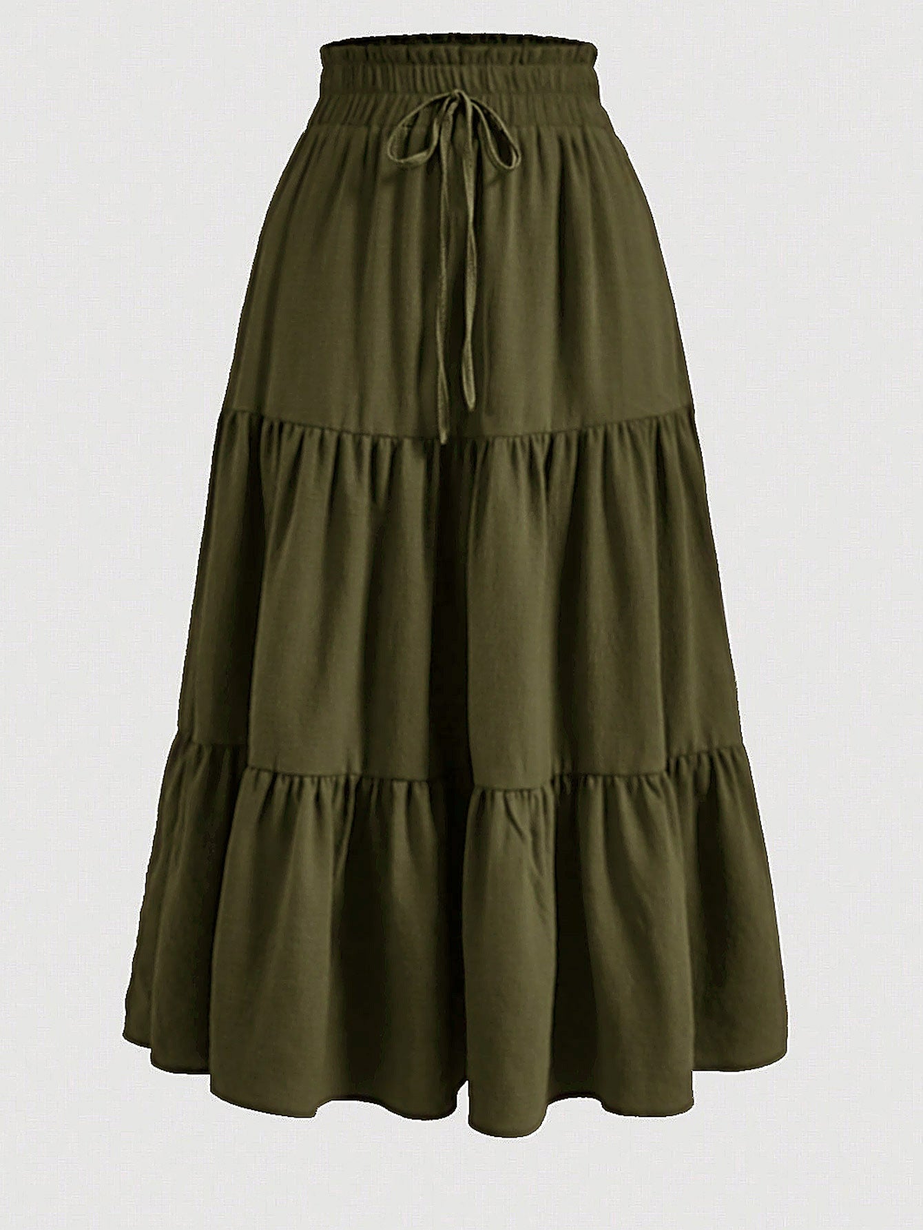 Boho Tiered Maxi Skirt with Drawstring Waist – Multiple Colors