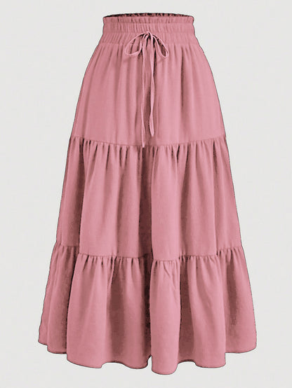 Boho Tiered Maxi Skirt with Drawstring Waist – Multiple Colors