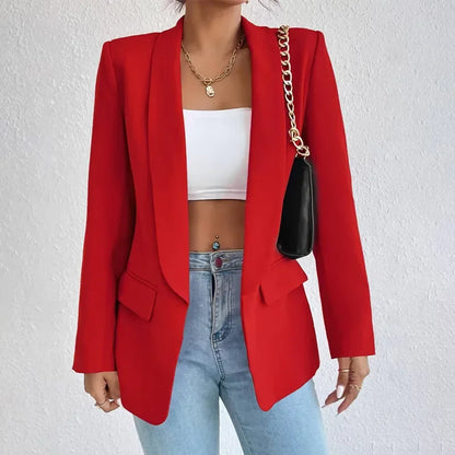 Spring Women Jacket Solid Polyester Cotton Non Strech Long Sleeve Office Lady Blazers New Fashion In Outerwears Coats