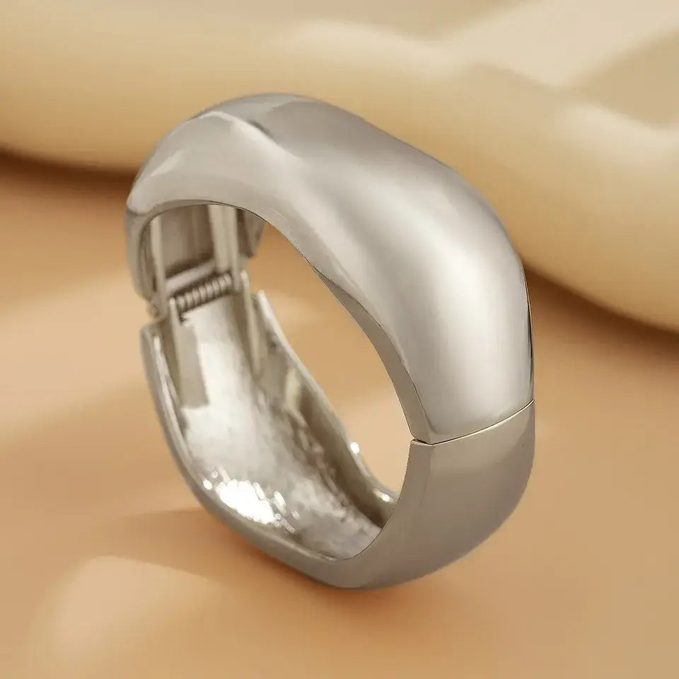 3 Styles Vintage Hip Hop Metal Cuff Bangles Punk Gold Silver Color Geometric Spring Bangles For Women Bracelet Men Jewelry