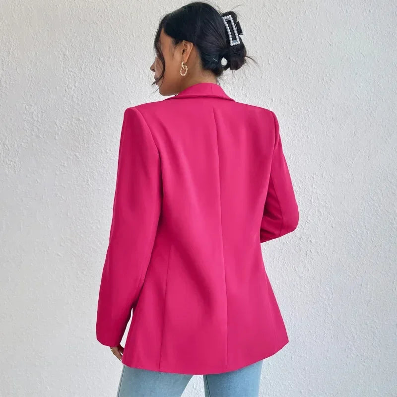 Spring Women Jacket Solid Polyester Cotton Non Strech Long Sleeve Office Lady Blazers New Fashion In Outerwears Coats