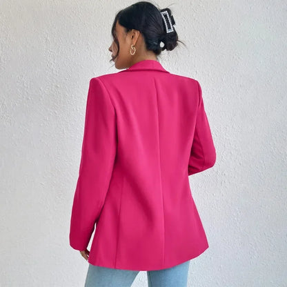 Spring Women Jacket Solid Polyester Cotton Non Strech Long Sleeve Office Lady Blazers New Fashion In Outerwears Coats